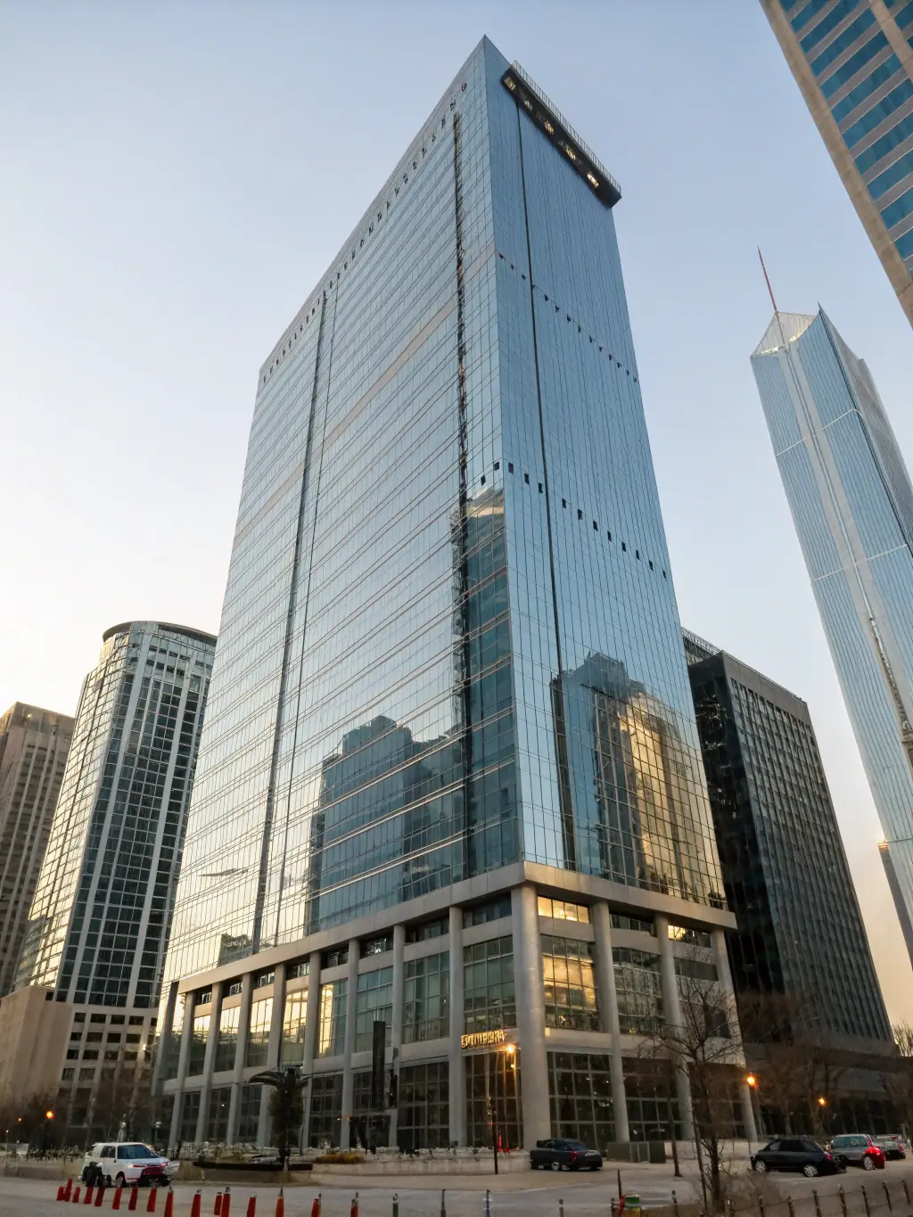 A sleek, modern building exterior, representing the company's involvement in real estate operations and franchise development.